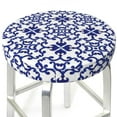 thumbnail image 3 of Bingfone12 Inch Padded Round Bar Stool Cover Cushion With Elastic Fabric Round Chair Seat - Blue And White Porcelain Chinaware, 3 of 7