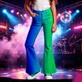 thumbnail image 4 of CAIVO Girls Colorful Gradient Flare Leg Pants Kids Fashion Trousers Stretch Mid Waist Fashion Bell Bottom Casual Pants with Front Pockets Casual Wear Autumn Comfort Bottoms, 4 of 4