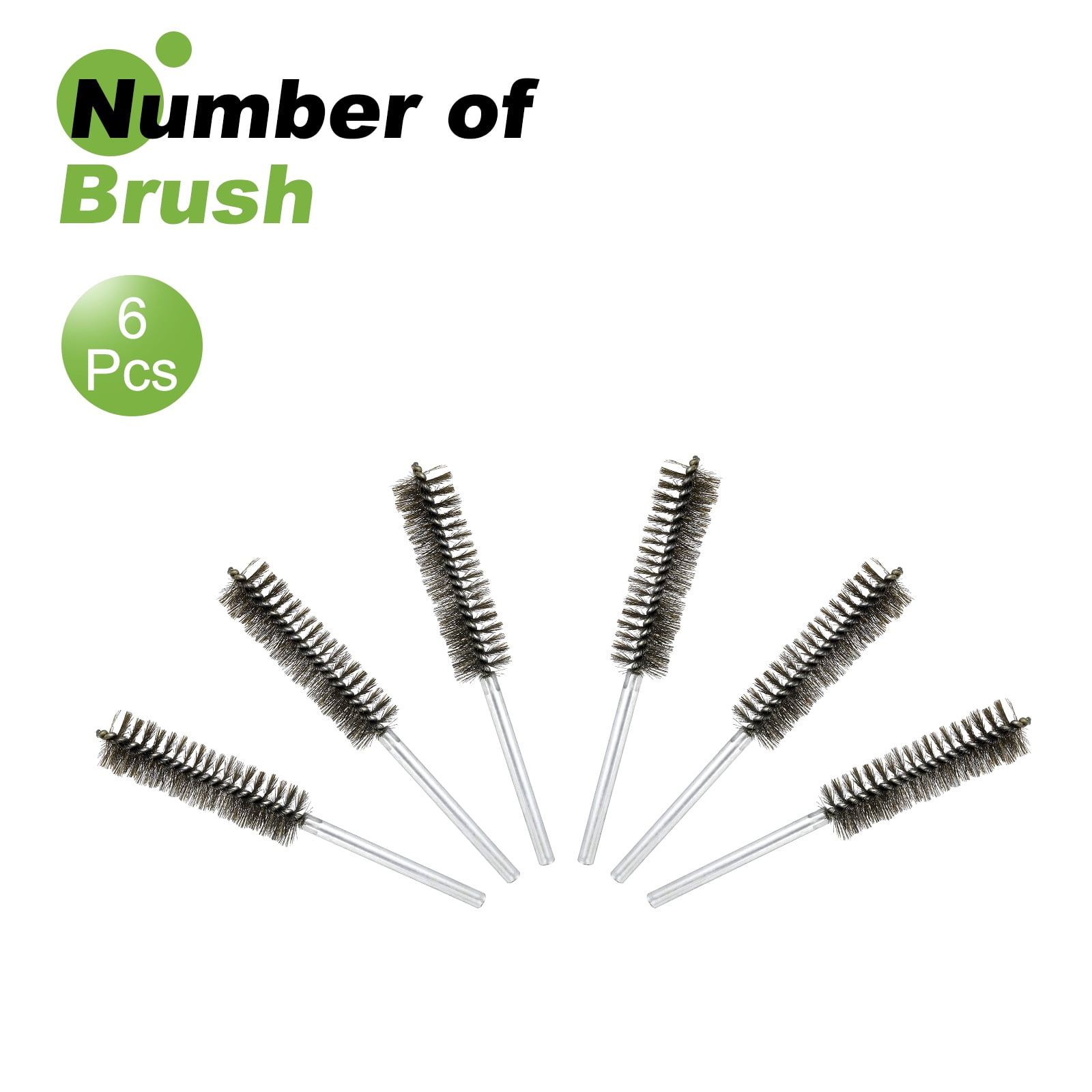 6pcs Pipe Cleaners Brush Set 1.1 Inch Stainless Steel Bristles Cleaning Brush with Ergonomic Handle for Bottles Straws Pipes Keyboards Tubes, Silver