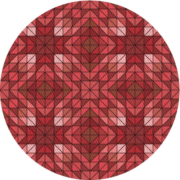 Ahgly Company Indoor Round Patterned Grapefruit Red Area Rugs, 3' Round
