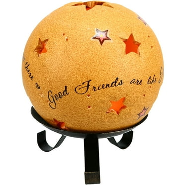 Pavilion Gift Company Comfort Candles 5-Inch Diameter Candle Holder Pierced with Stars, Good Friends