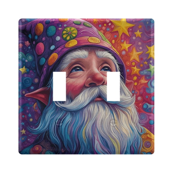 Dailycode Light Switch Plate Covers 2 Gang Wall Plate Plastics Outlet Covers for Kitchen Home Office Decor Cartoon Colorful Gnome