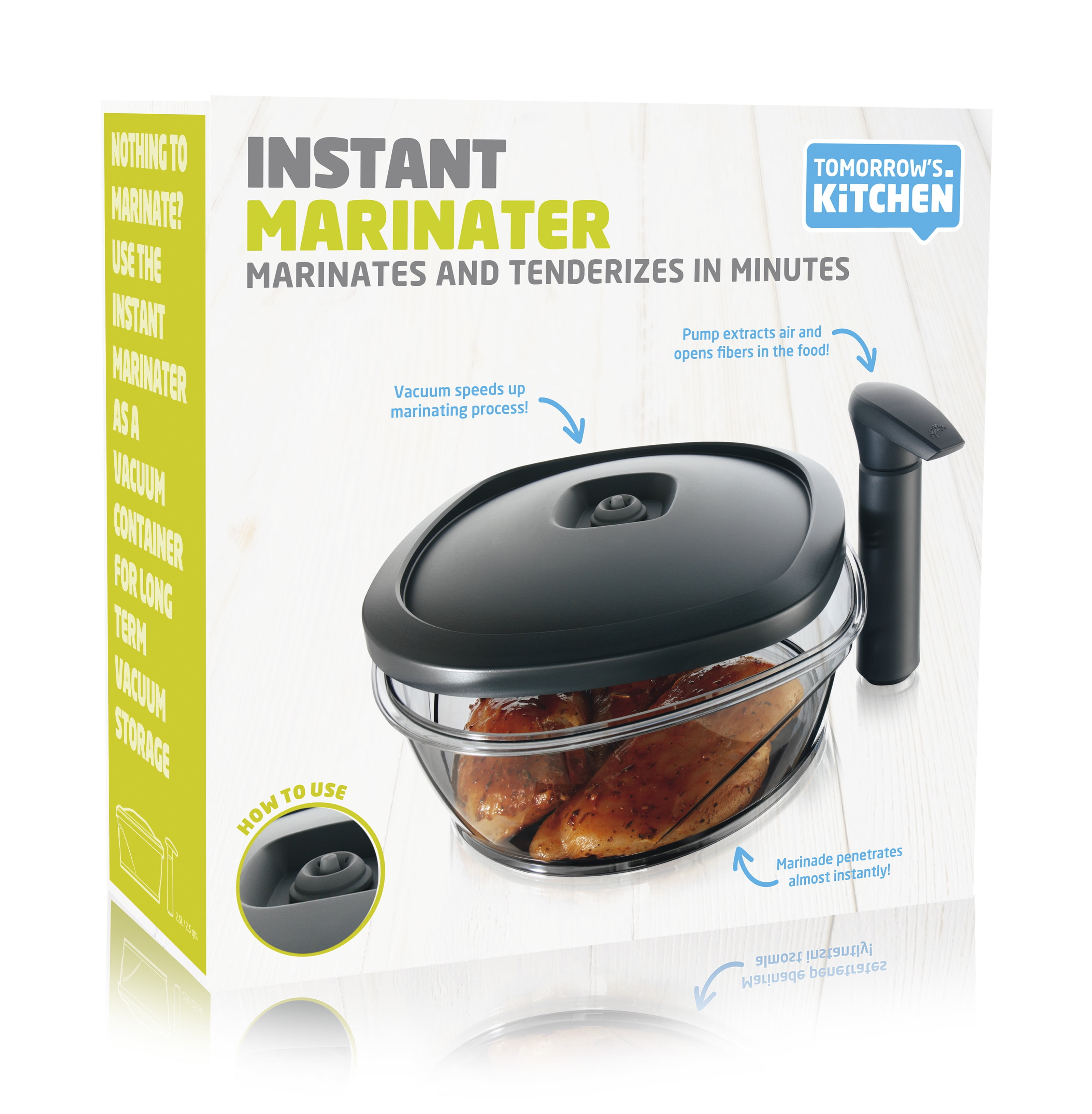 Instant Marinating Container with Vacuum Pump Large, Black