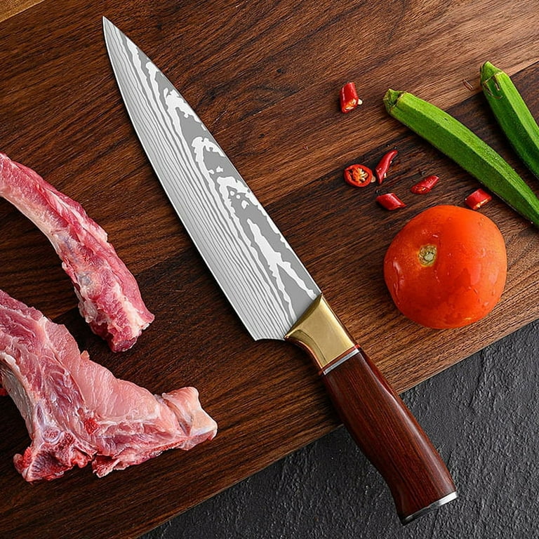 Damascus Pattern Kitchen Knife 70Cr17 Chef Knife Set Meat Cleaver Fish  Vegetables Slicer Boning Professional Butcher Knives