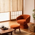 thumbnail image 2 of Youmumeub Swivel Accent Chair with Ottoman, Modern Round Barrel Chair for Living Room Bedroom, Comfortable Upholstered Lazy Lounge Chair with Footrest, Orange, 2 of 5