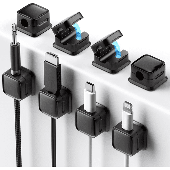 12 Pack Cord Organizer Holder - Strong Adhesive Desk Cable Management, Magnetic Easy Open Wire Holder Organizer for Home, Office, Car, Desk, Nightstand