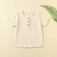 thumbnail image 4 of Hinvhai Boys Cotton Shirt Toddler Boys Pocket Button Short Sleeve T Shirt Tees Tops Beige 110, 4 of 4