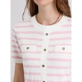 thumbnail image 4 of DARING DIVA A-Line Knit Striped Pleated Ribbed Sweater Dress 2XL Light Pink, 4 of 6