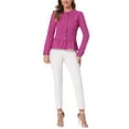thumbnail image 2 of Chaquetas de mezclilla para mujer INSPIRE CHIC, con botones, dobladillo peplum, mangas largas, chaquetas de jean cortas, color rosa intenso, talla S, 2 of 5