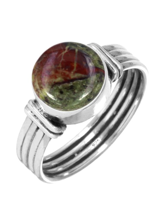 Natural Dragon Blood Jasper Women Jewelry 925 Sterling Silver Ring