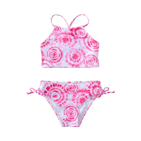 

Toddler Swimsuit Girl Size 160 Beach Sport Tankini Halter Daisy 2-Piece Outfits Swimwear Pink Toddler Bathing Suit Girl