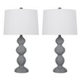 thumbnail image 2 of 25.5" Grey Wash Polyresin Table Lamp w/ Carved Base & Natural Linen Shade (Set of 2), 2 of 5