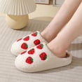 thumbnail image 3 of Algodón otoño e invierno cómodas para el lindas pantuflas felpa cálidas con suela gruesa fresa dibujos animados (Fresa 38-39) [adecuadas para pies 37-38], 3 of 9