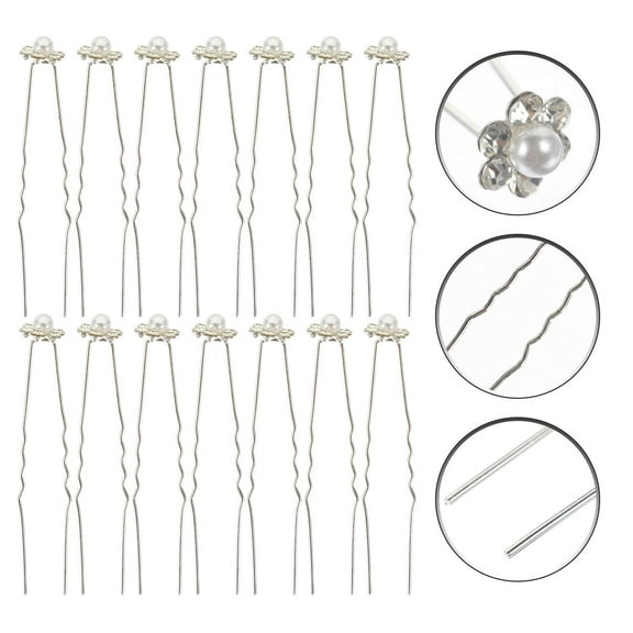 FRCOLOR 20pcs White Rhinestone Hair Sticks for Women Beautiful Hairpins Ideal for Flower Arrangements and Updos