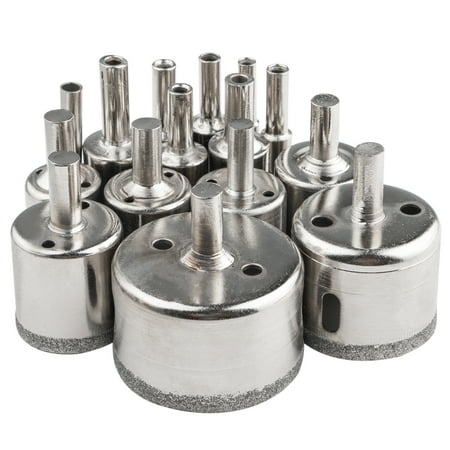- 15-pack Diamond Hole Saw Drill Bit Set Cutting Extractor Remover Replacement Tools (6mm-50mm) for Glass, Ceramics, Porcelain, Cermic Tile