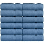 Luxury Hotel & Spa Quality, 100% Turkish Cotton 700 GSM Cloth, for Body wash, Makeup & Facial Cleaning, face, loofah, Dobby Border Soft washcloths Towel Set 13" X 13", Wedgewood, Set of 12