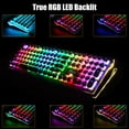 thumbnail image 5 of Typewriter Keyboard, Retro Mechanical Gaming Keyboard Wired 108 Keys with RGB Backlit Sidelight, Detachable Wrist Rest, Round Keycaps Blue Switches - Black, 5 of 8