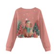 thumbnail image 7 of Xoenoiee Capybara Tree Gift Snowflake Print Girls Cropped Sweatshirt Pullover for Teen Long Sleeve Tops Fall Winter Clothes, 9-10 Years, 7 of 7
