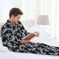 thumbnail image 6 of Balery Flower Pattern Pajama Sets for Men Long Sleeve 2 Piece Sleepwear Loungewear Sets Soft PJ's with Pockets Long Sleeve Comfy Pj Sets-Medium, 6 of 7