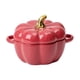 thumbnail image 3 of Cuenco de cerámica con forma de calabaza, olla con forma de calabaza para cocinar con tapa para fiestas en casa o en la cocina. Rojo, 3 of 8