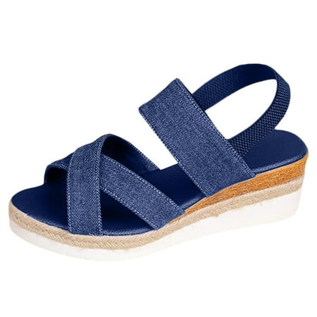 

SZXZYGS Black Sandals Women New Sloping Heel Open Toe Sandals Women s Fashionable Casual Sandals