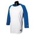 thumbnail image 2 of Champion Men's Raglan Baseball T-Shirt, White/Team Blue, Small, 2 of 4