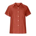 thumbnail image 5 of Knosfe Button Down Shirts Women 2024 Dressy Casual Blouses Short Sleeve Linen Collared T Shirts Loose Plain Tees Tshirt Ginger XL, 5 of 5
