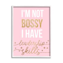 Stupell Industries Not Bossy Leadership Skills Inspirational Phrase Fun Stars Inspirational Painting White Framed Art Print Wall Art, 24 x 30