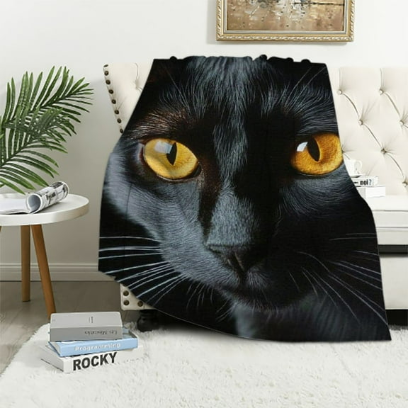 Patifu Cute Black Cat Blanket Gifts for Cat Lovers Grils Women Animal Kitten Flannel Throw Blankets for Home Couch Bed Sofa Soft Fuzzy Lightweight Decor Adults All Season 40x50in