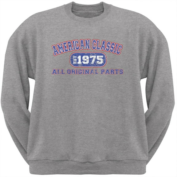 Classic American 1975 Funny Light Heather Grey Adult Sweatshirt - Small