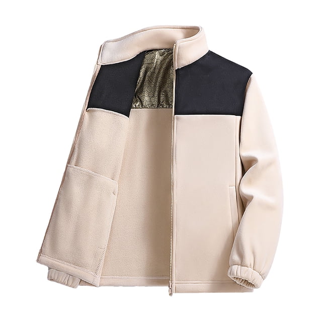 Dagugfen Jackets for Men Winter Full Zip Fitted Color Block Outwear Fleece Warm Comfy Casual Work Jacket Fashion
