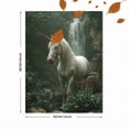thumbnail image 3 of White Unicorn Waterfall Forest Canvas Print, Mystical Fantasy Nature Home Bedroom Wall Decor Art, 3 of 8
