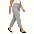 thumbnail image 6 of Cagogo Women Plus Size High Waisted Capri Pants with Pockets Solid Straight Leg Cropped Trousers Elegant Office Casual Summer Lounge Pants, Gray S, 6 of 8