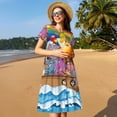 thumbnail image 4 of Lsque Rainbow Animals on Noah's Ark Print Women's Casual Dress T-Shirt Summer Short Sleeve Scoop Neck Swing Dresses, 4 of 6