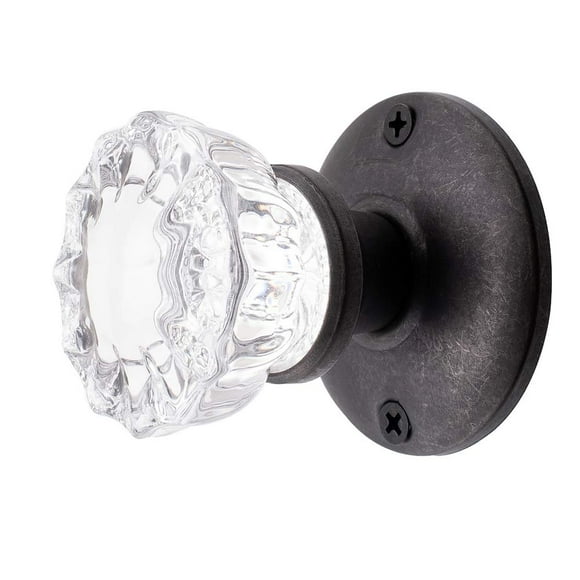 Rousso's Reproductions Crystal Dummy Mount Single Faux Knob-Oil Rubbed Bronze Hardware With Fluted Glass for Installation on French or Pantry Door or on a Solid Surface-Vintage Antique Replica Design