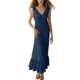 thumbnail image 1 of Vestido largo con cuello en V para mujer - Botones en la parte delantera, volantes - Sin mangas, corte A - Playa/fiesta - Tallas S-XXL, 1 of 4