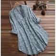 thumbnail image 2 of Sunisery Women Floral Printed Shirt Dress Summer Long Sleeve V-neck Loose Shirt, 2 of 3
