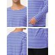 thumbnail image 5 of Camisea rayas pahombre, cuello redondo, manlarga, informal, de algodón, camiseta, top 46, rayas azul marino, 5 of 5