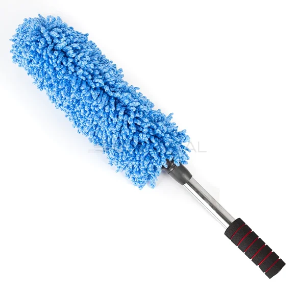 Retractable Car Duster Mop, Blue Wet and Dry Cleaning Brush with Long Handle for Vehicle Body and Wheels