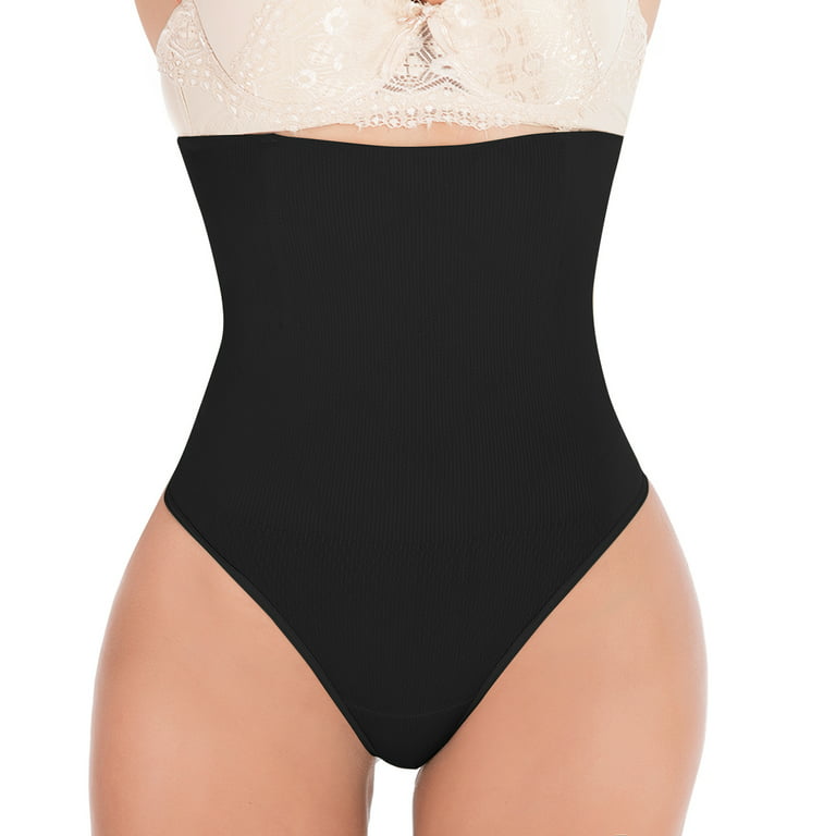 Women High Waist Body Shaper Butt Lifter Firm Control Shapewear Thong  Panty, White, XS/S 