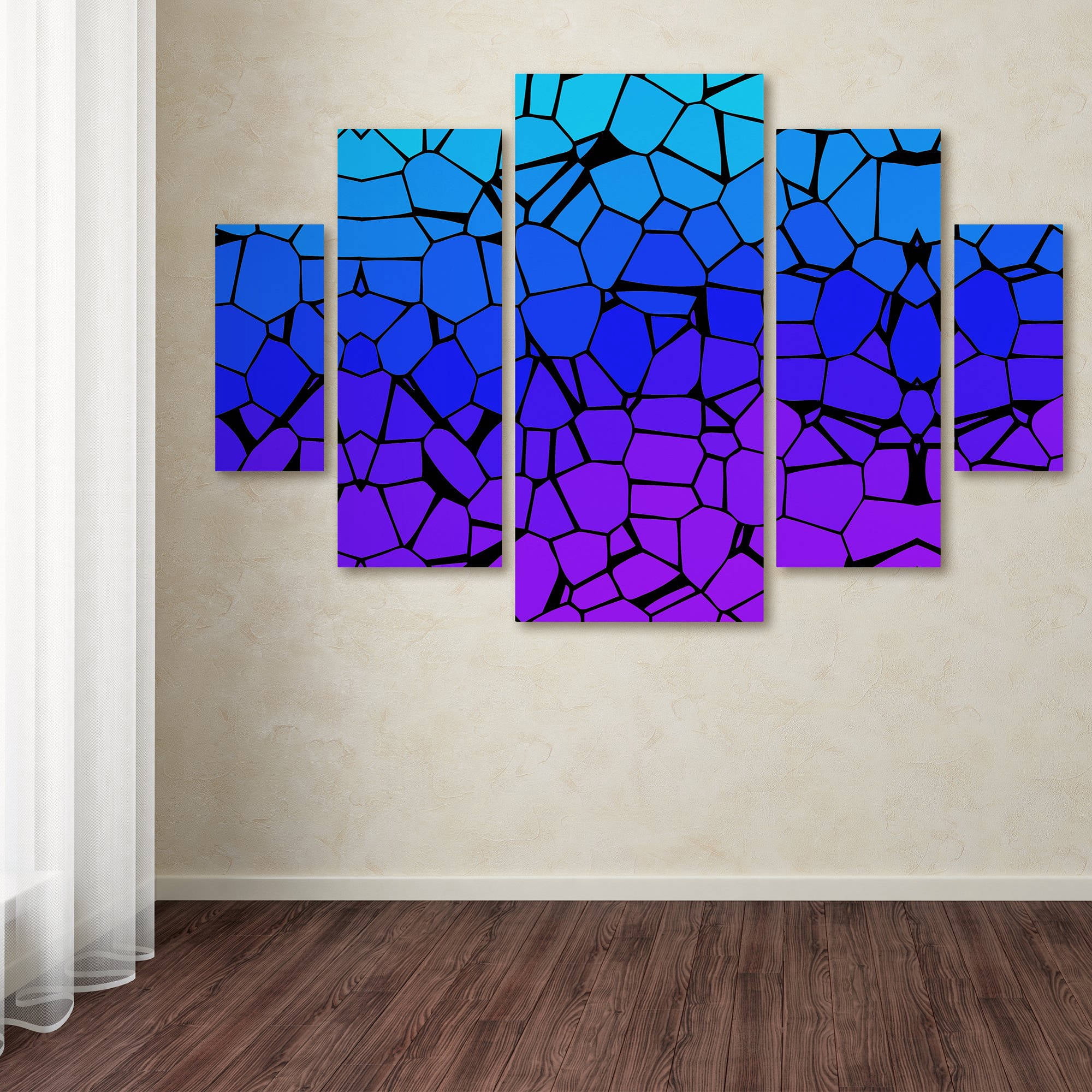 Trademark Fine Art "Crystals of Blue and Purple" Canvas Art by Masters Fine Art 5-Panel Set