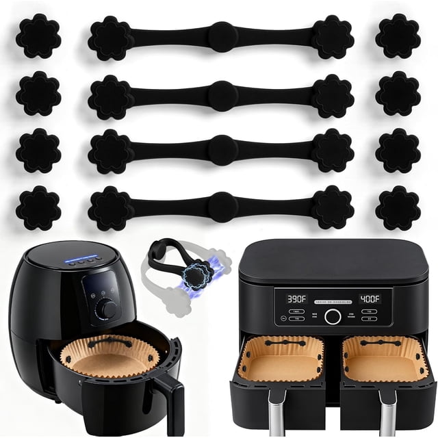 MORESEC 2Pcs Keep Your Parchment Paper Secure While Cooking with These Air Fryer Magnets, High-Temperature Silicone Buckles That Hold Liners in Place for Mess-Free Frying and Baking