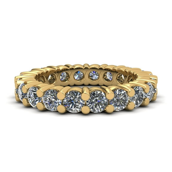 Natural 3.00Ct Round Cut Diamond Classic Shared Prong Women's Anniversary Wedding Eternity Band Ring Solid 14k Yellow Gold G SI1