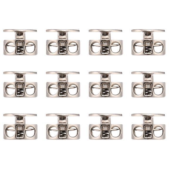 Metal Cord Lock, 20 Pack Double Hole Spring Cord Toggle Stopper Slider, Pearl Nickel