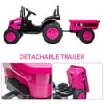 thumbnail image 6 of Luku 12V Kids Tractor with Trailer, Remote Control, Music, LED Lights, Electric Vehicle Toy, Pink, 6 of 7