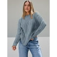 thumbnail image 2 of Women's Oversized Cable Knit Crewneck Sweaters Warm and Fashionable Winter Clothing for Women Great Gifts, 2 of 5