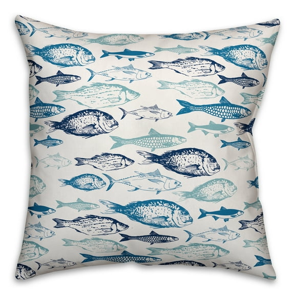 Creative Products School of Blue Fish 18x18 Indoor / Outdoor Pillow