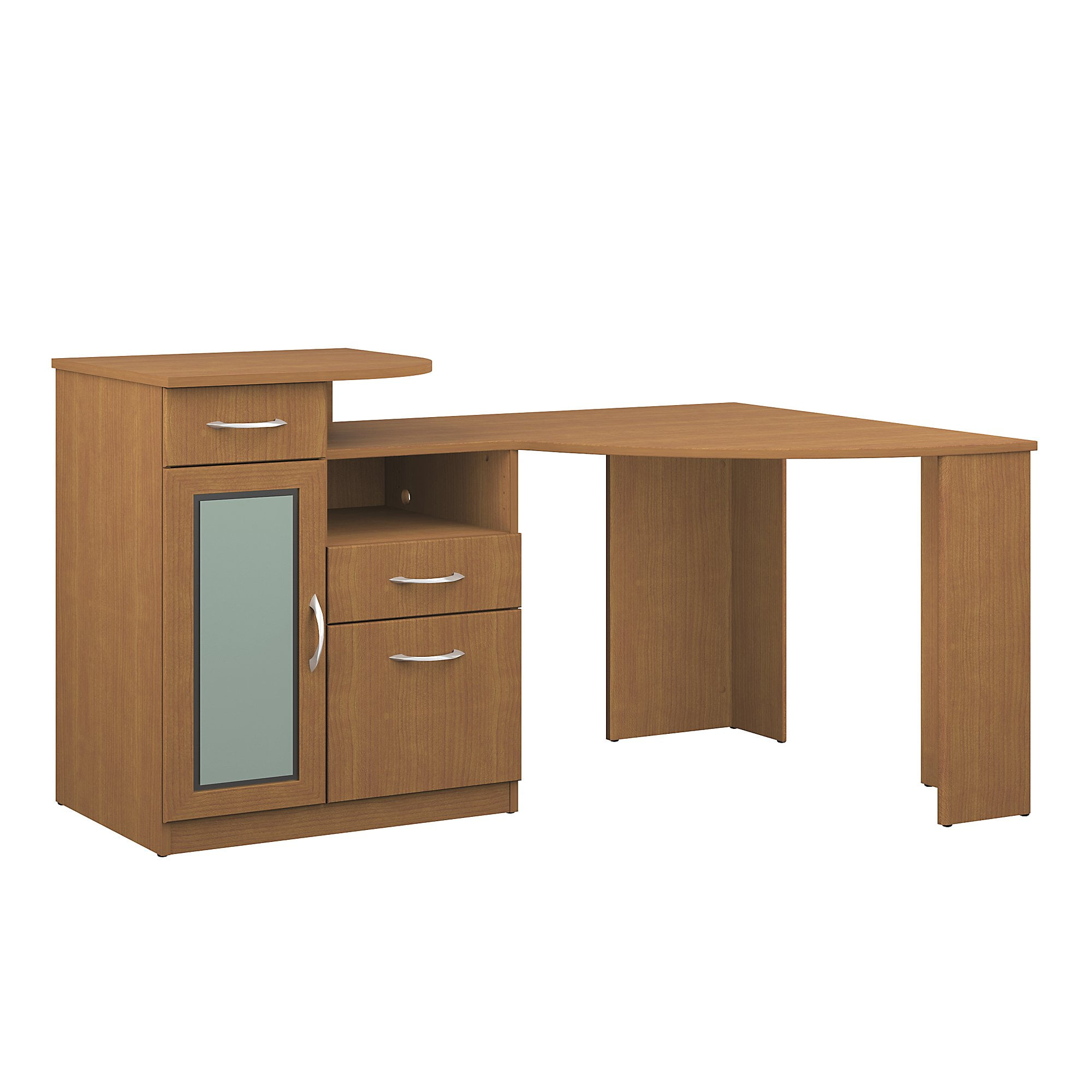 Brown Corner Desk Workstation Office Computer Laptop W File Drawer Brown Corner Desk