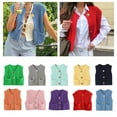 thumbnail image 2 of Casual Crew Neck Sleeveless Crop Sweater Vest For Women With Button Front And Pockets Fashion Cardigan Knitwear, 2 of 18