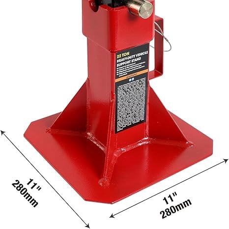 JACK BOSS Heavy Duty 22 Ton (44,000 lb) Pin Style Adjustable Height Automotive Jack Stands, Red, 1 Pair